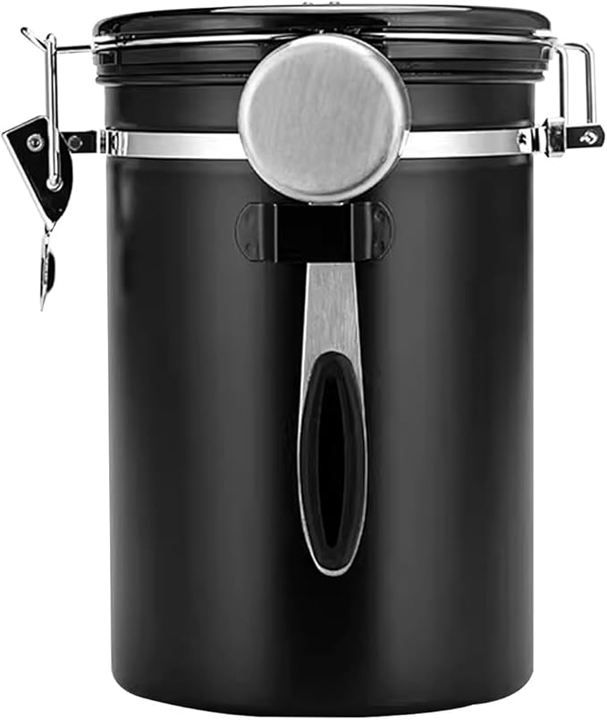 Coffee Canister Airtight Storage Container Stainless Steel Coffee Jar with Scoop,Date Tracker CO2 Release Valve for Dry Food Beans Ground Tea Flour Cereal and Sugar-NeatNest