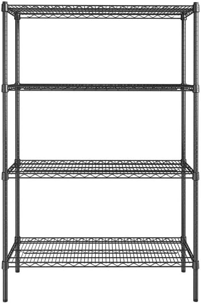 18" x 42" NSF Black Epoxy 4-Shelf Kit with 64" Posts, Heavy Duty Storage Shelving, Wire Shelving Kit, NSF Commercial Storage Rack Unit