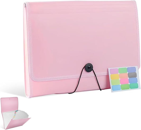 Expanding File Folder with Labels,File organizer 13 Pockets File Organizer Accordion Filing Folder Expandable File Folder,Portable Bill Receipt Organizer for Home School Office Supplies,Letter A4 Size