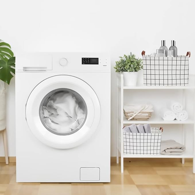 CLOCOR Rectangular Storage Basket,Collapsible Cute Pattern Storage Bin,Waterproof Coating Storage Box with Handles,Gift Baskets,Shelf Basket (white checks)-NeatNest