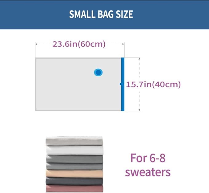 7 Pack Small Space Saver Vacuum Storage Bags for Clothing Travel, Vacuum Seal Compression Bags for Clothes, Packing, Luggage, Blankets, Comforters and Pillows, Hand Pump Included-NeatNest