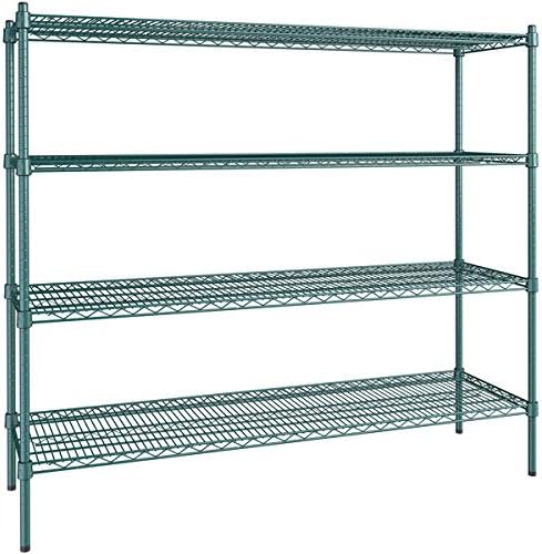 18" x 60" NSF Green Epoxy 4-Shelf Kit with 54" Posts, Heavy Duty Storage Shelving, Wire Shelving Kit, NSF Commercial Storage Rack Unit