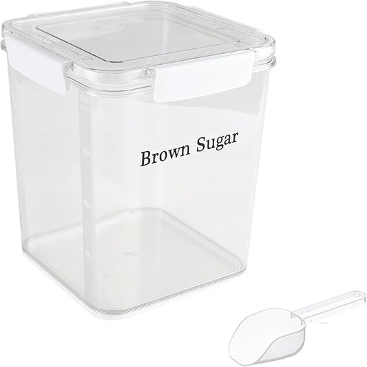 Brown Sugar Keeper,Airtight Food Storage Containers,BPA-Free Brown Sugar Container, Food Saver Container,Plastic Storage Containers with Lids & Spoon for Baking,Salt,Flour,Coffee Beans Jar