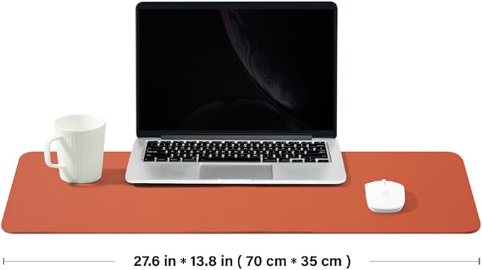 Cork Desk Mat - Dual-Sided Desk Pad for Office and Home - Desk Organization and Accessories - Ideal for Large Mouse Pad and Desk Mats on Top of Desks(Orange,27.6"x 13.8")-NeatNest