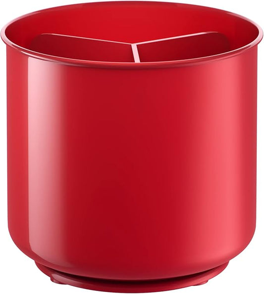 Extra Large Rotating Red Utensil Holder with Sturdy No-Tip Weighted Base, Removable Divider, and Gripped Insert | Rust Proof and Dishwasher Safe Kitchen Utensils Holder by Cooler Kitchen 7*7 Inches-NeatNest