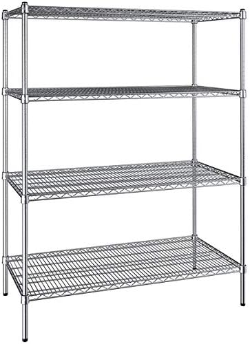 24" x 48" NSF Chrome 4-Shelf Kit with 72" Posts, Commercial Storage Rack Unit, Heavy Duty Storage Shelving, Wire Shelving Kit, Adjustable Rack Strong Steel, Multipurpose Wire Shelf