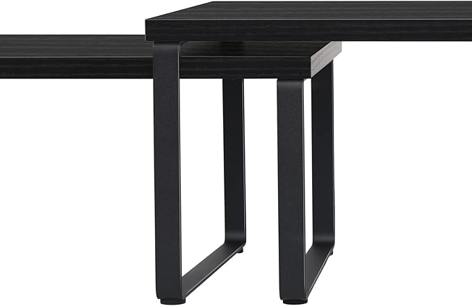 Counter Shelf Organizer Set of 2, Wood Kitchen Cabinet Shelves, Expandable Cabinet Organizer, Stackable Countertop Storage Rack for Bathroom Pantry, Black-NeatNest