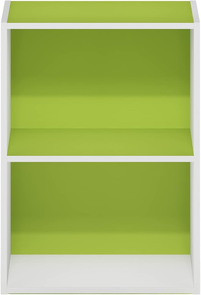 Furinno Luder Bookcase / Book / Storage, Green/White, 2-Tier-NeatNest
