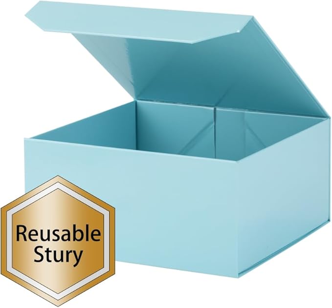 6 Pcs Blue Gift Boxes Large 13x11x5.3 Inch Magnetic Gift Boxes with Crinkle Paper for Presents-NeatNest