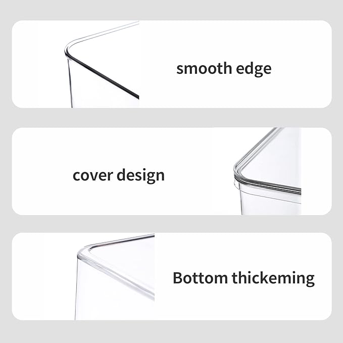 Clear Storage Bins With Lids,4 Packs Food Storage Organizer,Stackable Kitchen Cabinet,Bathroom Basket,Fridge Organization.Pantry Transparent Containers For Fruits,Drinks-NeatNest