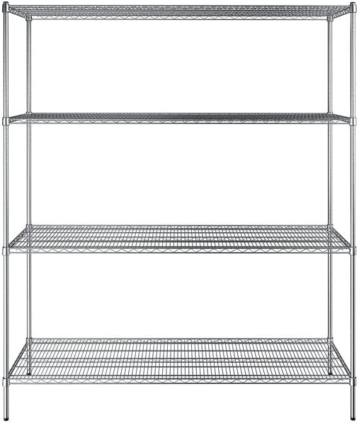 24" x 72" NSF Chrome 4-Shelf Kit with 86" Posts, Heavy Duty Storage Shelving, Wire Shelving Kit, NSF Commercial Storage Rack Unit