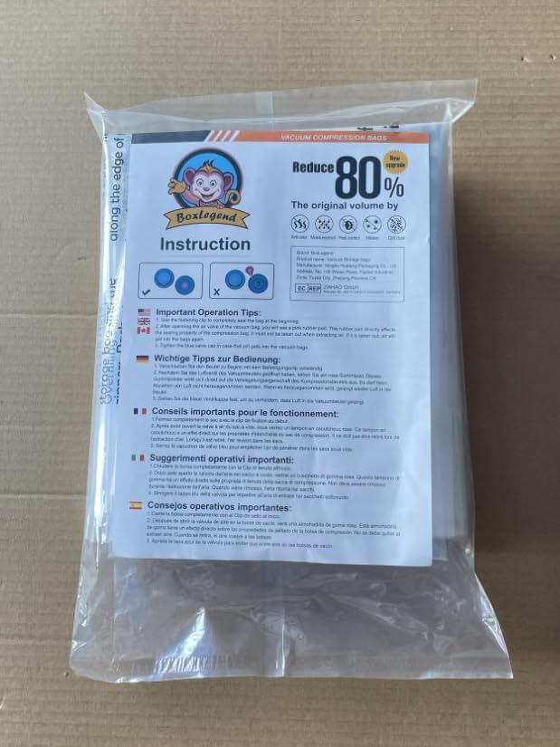 BoxLegend Vacuum Bag Vacuum Storage Bag Travel Vacuum Reusable Garment Bag for Clothing Duvets Bedding Pillow Wool Blankets-NeatNest