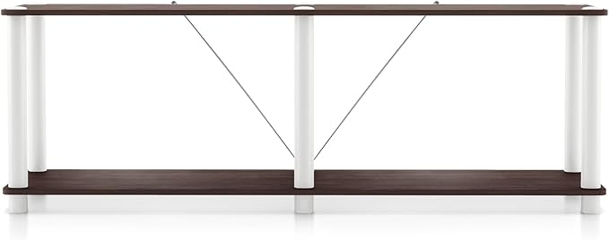 HOMES: Inside + Out Apexa Modern 2-Tier Extra Wide Shelving Units, Collectibles Display Shelves, Easy Assembly Low Shelf, Home Storage Organizer for Living Room, Bedroom, Office, Espresso