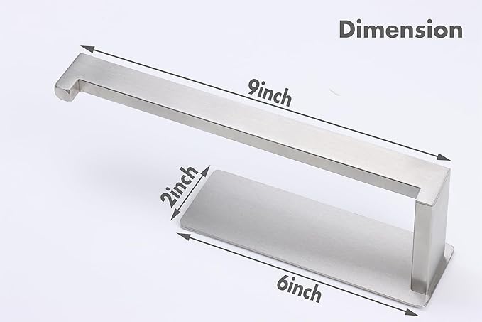 Hand Towel Holder, Strong Self Adhesive Hand Towel Ring, Thicken SUS304 Stainless Steel Hand Towel Bar/Rack, No Drilling Modern Hand Towel Hanger (Brushed Nickel, 2 Pack 9 in)