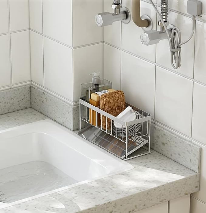 Sink Caddy - Kitchen Sink Organizer - Quick Draining, 304 Stainless Steel Tray-NeatNest