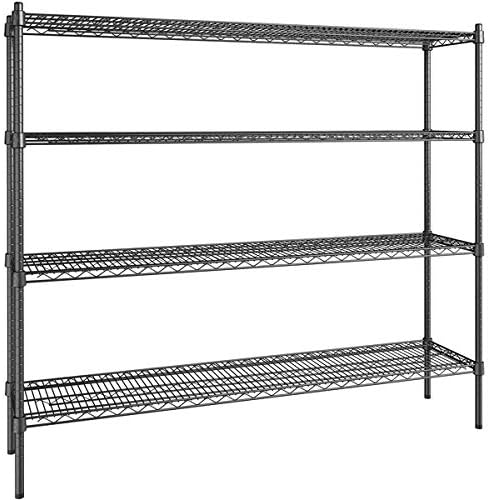 14" x 60" NSF Black Epoxy 4-Shelf Kit with 54" Posts, Heavy Duty Storage Shelving, Wire Shelving Kit, NSF Commercial Storage Rack Unit