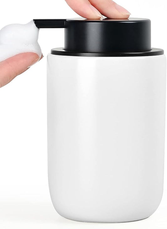 BosilunLife Foaming Soap Dispenser - Ceramic White Soap Dispenser Bathroom Small Foam Hand Dispenser Refillable Kitchen Dish Soap Bottle Hand Wash Dispenser-NeatNest