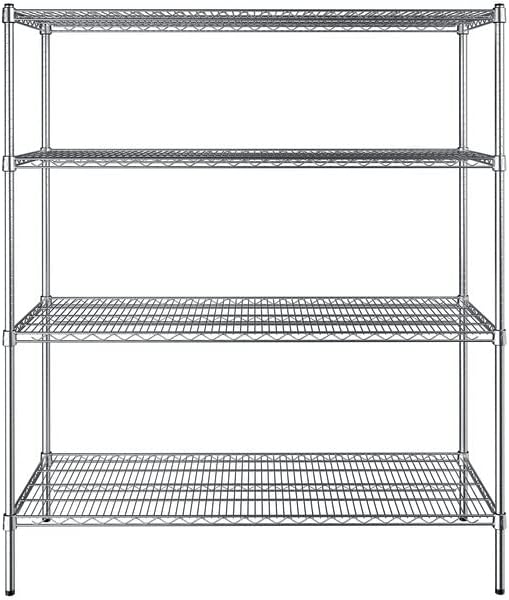 21" x 54" NSF Chrome 4-Shelf Kit with 64" Posts, Heavy Duty Storage Shelving, Wire Shelving Kit, NSF Commercial Storage Rack Unit