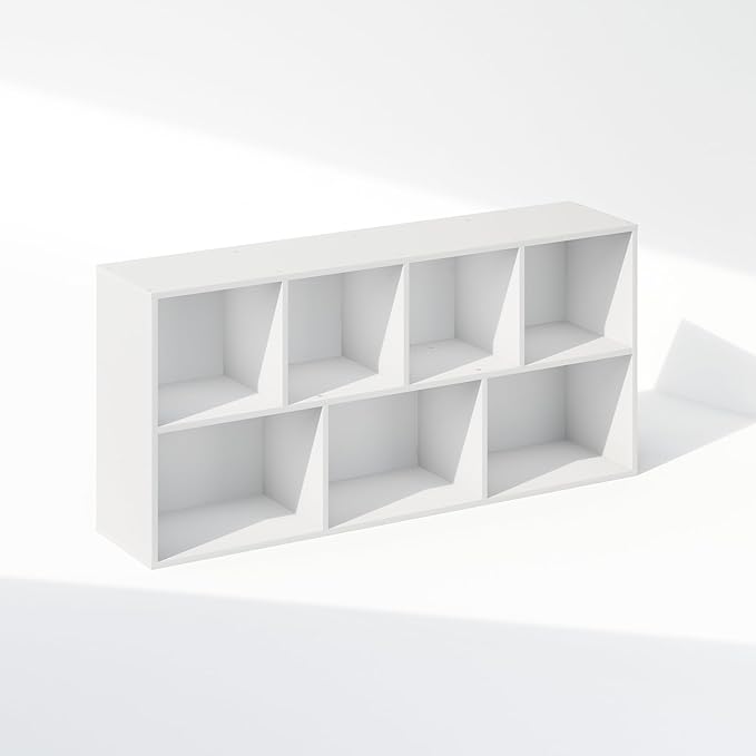 Furinno Reed 7-Cube Open Shelf Clothing & Closet Storage Organization, White-NeatNest