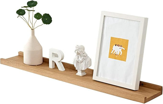 Floating Shelf - Natural Oak Wood, 36 Inch (6" Width), Wall Display Picture Ledge for Bedroom, Living Room, Bathroom, Office, Kitchen Storage-NeatNest