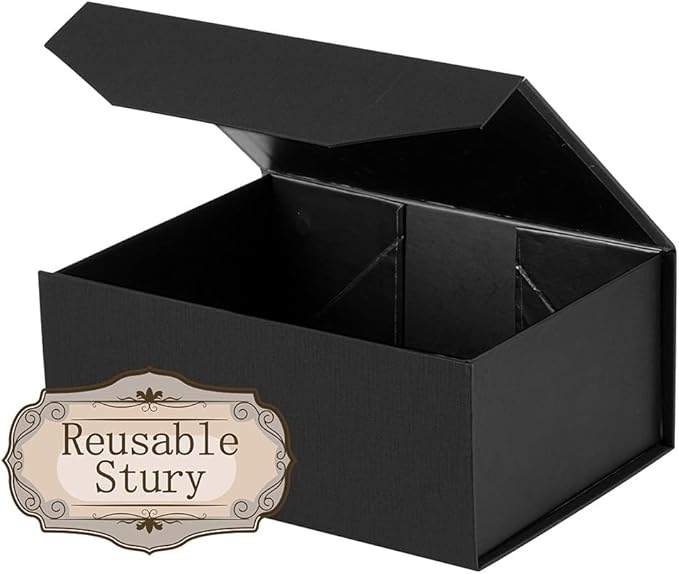 10 Small Black Gift Boxes 9.5x7x4 Inches, Magnetic Gift Box with Lid for Gift Packaging Proposal Boxes (Matte Black, Grain Texture, 10pcs/pack)-NeatNest