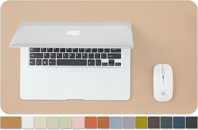 Cork Desk Mat - Small Dual-Sided Desk Pad for Office and Home - Desk Organization and Accessories - Ideal for Large Mouse Pad and Small Desk Mats on Top of Desks(Apricot,23.6"x 13.8")-NeatNest