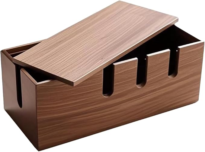 Cable Management Box-Large Cable Box and Cord Organizer Box for Power Line-Wooden Cable Box Organizer and Cord Hider Box-Wire Management Box and Hide Cords Desk