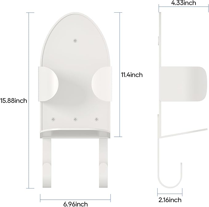 ORLESS Metal Large Ironing Board Holder Wall Mount, Ironing Board Hanger, Iron Board Holder, Iron Board Hook Wall Mount, for Laundry Rooms (White)