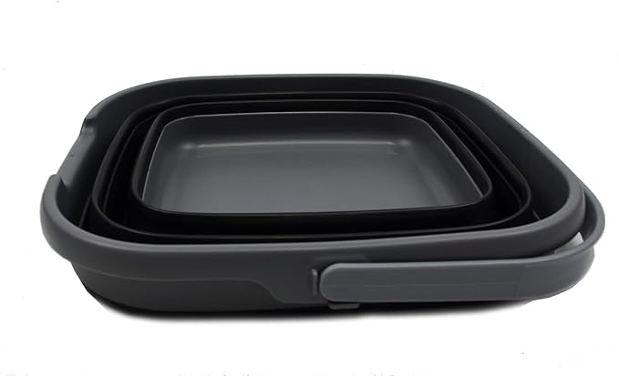 SAMMART 10L (2.6 Gallon) Collapsible Rectangular Handy Bucket (Grey/Black, 1)-NeatNest
