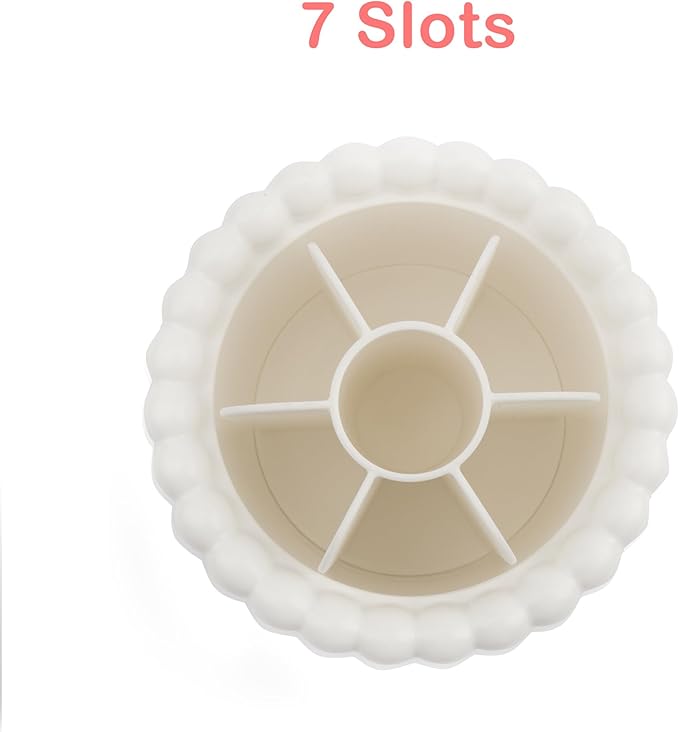 360 Rotating Makeup Brush Holder,Cute Makeup Brush Cup, Removable 7 Slots Spinning Cosmetic Brushes Storage Pen Holder for Vanity, Dresser, Desk, 5 Inch | 1 Pack White-NeatNest