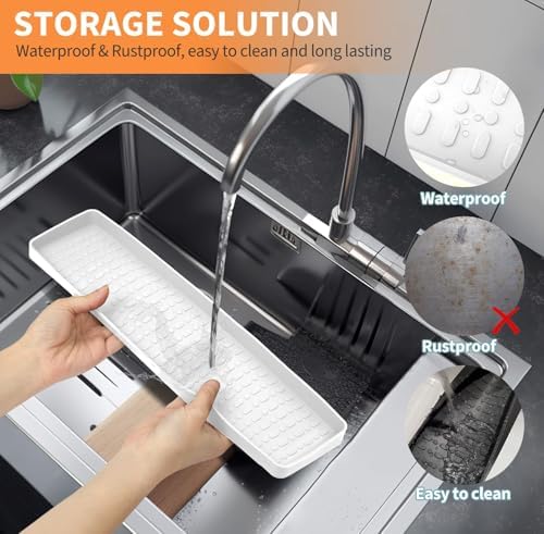 BFONS 30 Inch Silicone Magnetic Stove Top Shelf, Kitchen Over Stove Spice Rack Shelf Apartment Home Must Haves Kitchen Gadgets for Above Stovetop Seasoning Organization Storage (White)-NeatNest