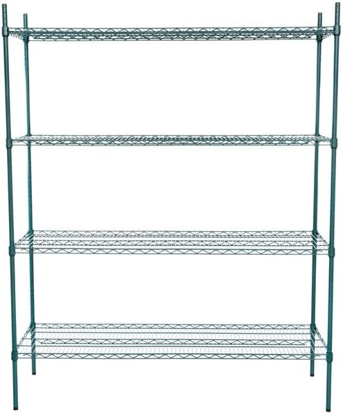 21" x 60" NSF Green Epoxy 4-Shelf Kit with 74" Posts, Heavy Duty Storage Shelving, Wire Shelving Kit, NSF Commercial Storage Rack Unit