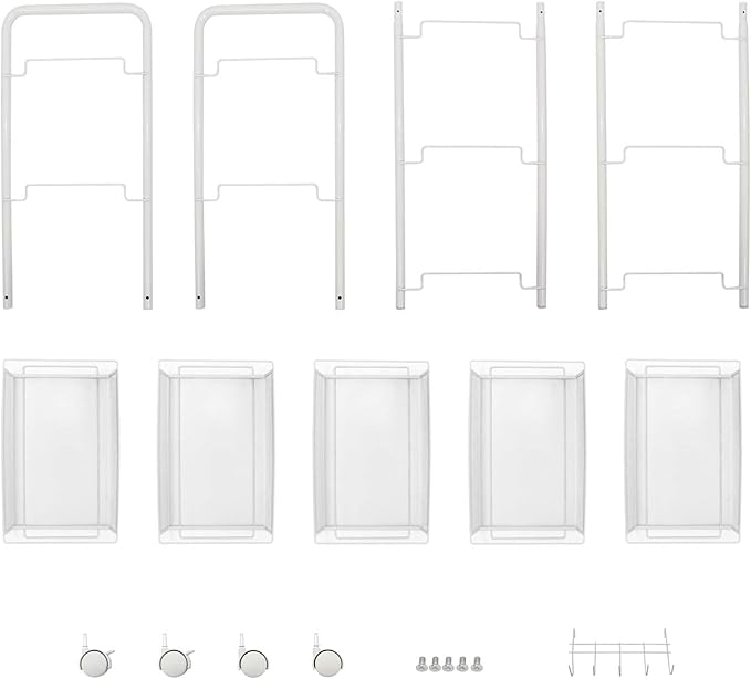 JANE EYRE 5-Tier Rolling Utility Storage Rack Cart on Wheels, Trolley Craft cart, Multi-Purpose Organizer Shelf, White-NeatNest