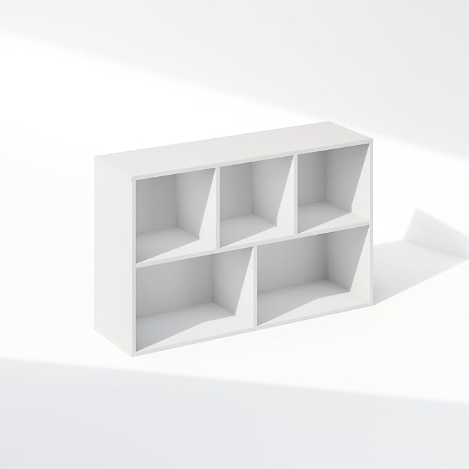 Furinno Reed 5-Cube Open Shelf Clothing & Closet Storage Organization, White-NeatNest
