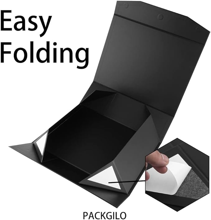 Black Extra Large Gift Box with Lid 2 Pcs 16.5 x 13 x 5.3 Inches, Gift Box large Black Gift Boxes for Presents Clothes Robe Wedding Dress Sweater,Reusable Foldable Bridesmaid Proposal Box（Matte）-NeatNest