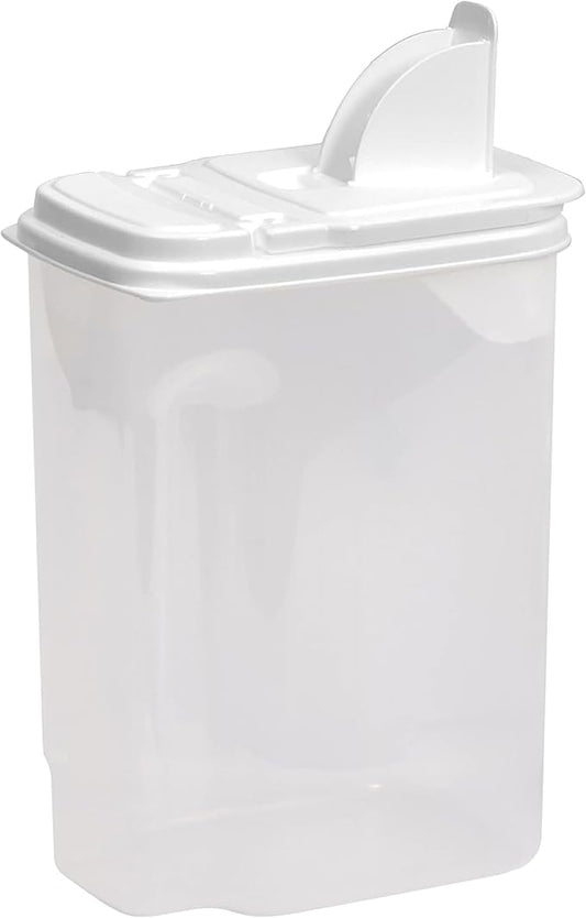 Buddeez Large Food Storage Container - 3.75 Quart Sugar Buddy, All Purpose Clear Kitchen Organization and Storage - Sugar, Flour, Cereal, Rice Dispenser, EZ Pour Spout & Easy Grip Handle (White Lid)-NeatNest