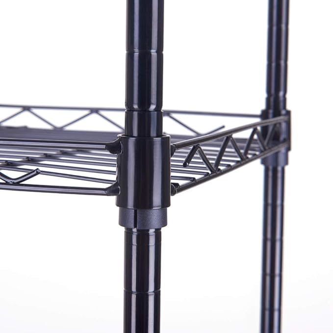 4-Tier Adjustable Metal Storage Rack Wire Shelving Unit for Pantry, Closet, Kitchen, Laundry, Bathroom (Black, 4-Tier)