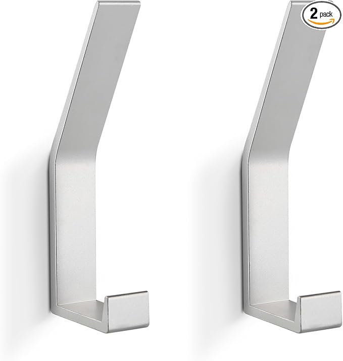Coat Rack Hooks Wall Mounted, Silver 2Packs, Bath Towel Rope Hooks for Kitchen, Door, Cabinet, Bathroom, Foyers, Hallways, and Bedrooms-NeatNest