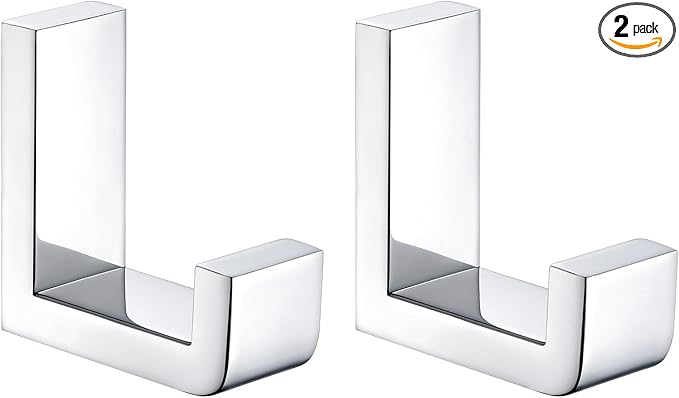Angle Simple Towel Hooks, SUS 304 Stainless Steel Robe Coat Hooks for Bathroom Wall, Polished Chrome, 2 Pack