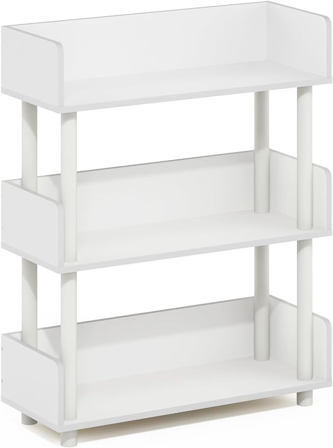 Furinno Turn-N-Tube 3-Tier Freestanding Multipurposes Display Rack, Bookshelf, White/White-NeatNest