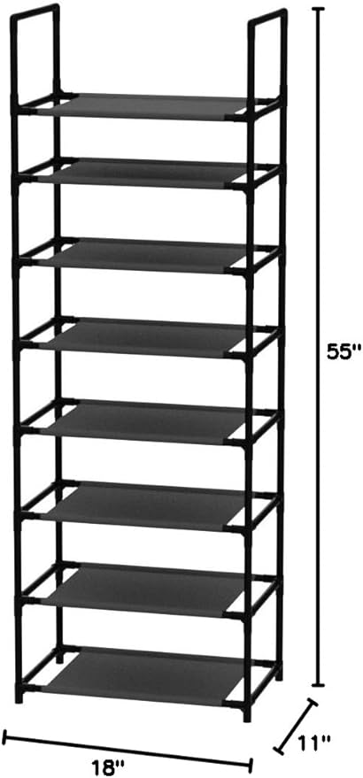 8 Tier Metal Sturdy Shoe Rack for Entryway/Closet, Stores 16-20 Pairs of Shoes, Multi-use Shelf Organizer for Space Saving Storage-NeatNest
