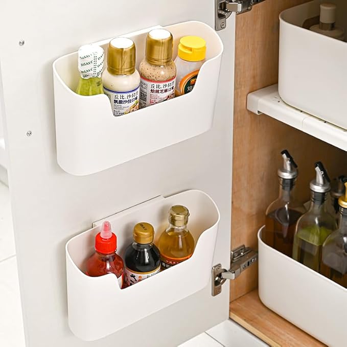 2 Pack Wall Mount Folder Holder File Organizer, Cabinet Door Organizer No Drilling File Holder Hanging File Mail Organizer Magazine Storage for Office Kitchen Bathroom Bedroom Garage