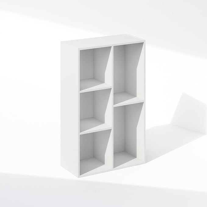 Furinno Reed 5-Cube Open Shelf Clothing & Closet Storage Organization, White-NeatNest