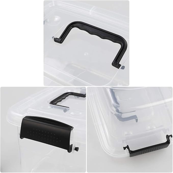 6 Quart Small Clear Storage Box, 6 Packs Small Plastic Storage Tote Boxes