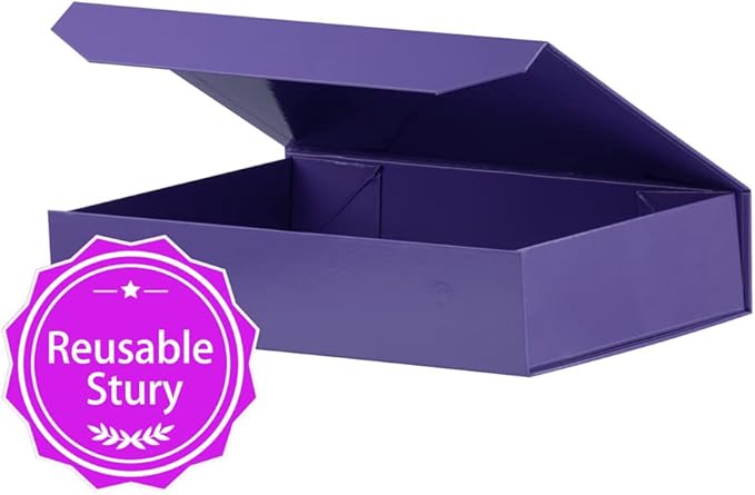5 Pack Purple Gift Boxes with Lids Small 12 x 8 x 2.7 Inches Clothes Gift Boxes for Presents Shirt Gift Boxes with Ribbon Magnetic Gift Boxes Bulk Cute Box for Packaging (Glossy Surface)-NeatNest