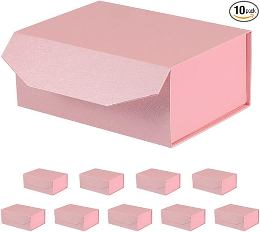 10 Small Pink Gift Boxes 9.5x7x4 Inches, Magnetic Gift Box with Lid for Gift Packaging, Wholesale gift boxes for Presents (Matte Pink, Straw Texture, 10pcs/pack)-NeatNest