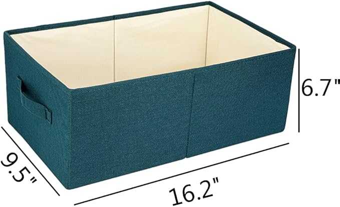 ALYER Collapsible Fabric Storage Organizer with Handles,Shelf Bins Box Container for Bedroom Office Closet Babies Nursery Toys Books Clothes (Green,16.2" x 9.5" x 6.7")
