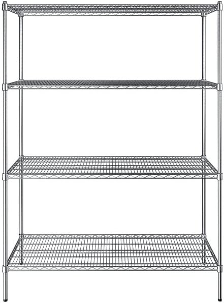 24" x 54" NSF Chrome 4-Shelf Kit with 74" Posts, Heavy Duty Storage Shelving, Wire Shelving Kit, NSF Commercial Storage Rack Unit