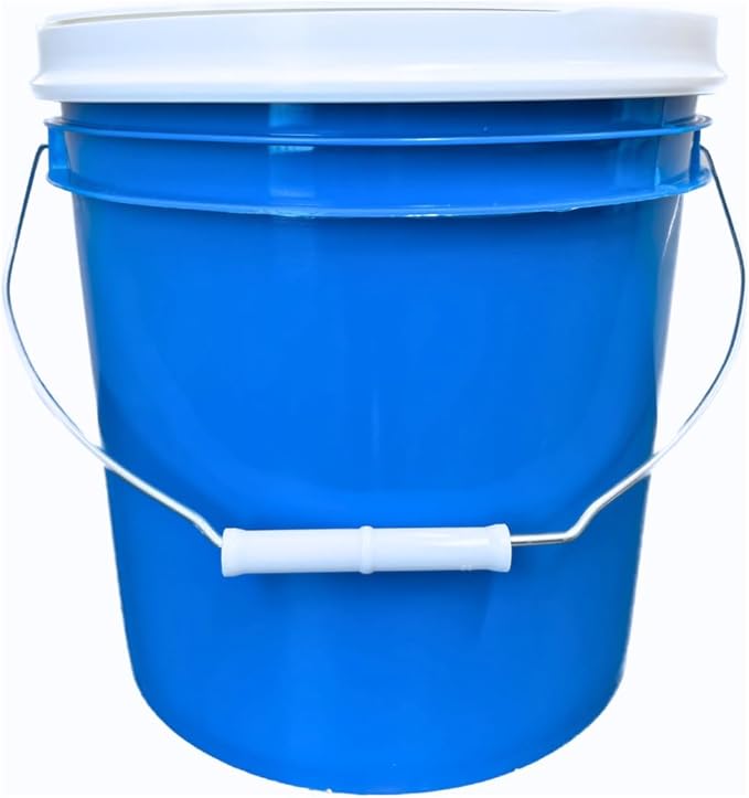 House Naturals 2 Gallon Blue Food Grade - BPA Free - Made in USA Bucket Pail with White Screw On Lid