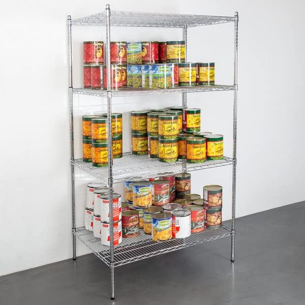 30" x 36" NSF Chrome 4-Shelf Kit with 74" Posts, Heavy Duty Storage Shelving, Wire Shelving Kit, NSF Commercial Storage Rack Unit